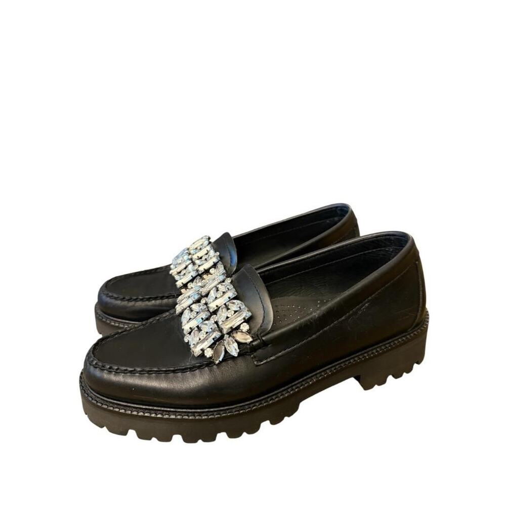 GH Bass Weejuns Whitney Crystal Loafer Women size 8 Black Leather - Picture 2 of 10